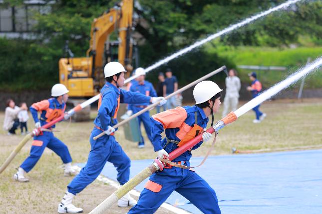 消防団総合演習2026の操法訓練の様子